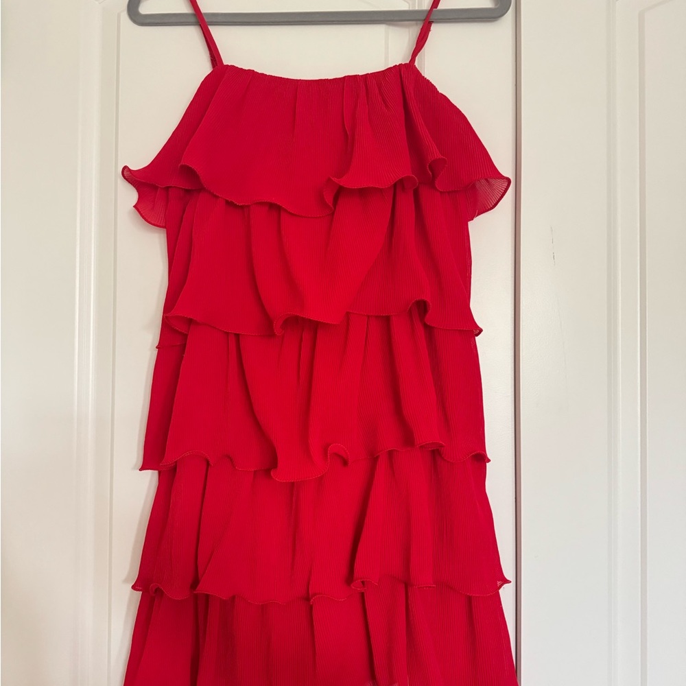 Sincerely Jules Red Ruffled Tiered Sundress